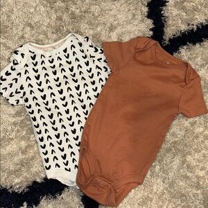 Cloud Island Kids Bodysuits - Black & White Pattern and Brown